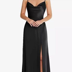 Dessy Group Cowl-Neck A-Line Maxi Dress with Adjustable Straps
